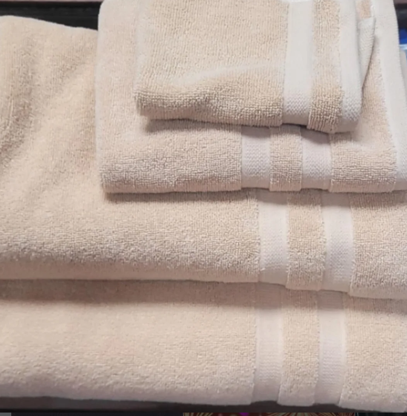 100%COTTON- BEIGE TOWELS - 600GSM