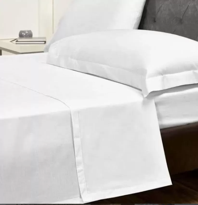 300TC(Thread Count) – 100% Cotton Plain White Bed Sheets